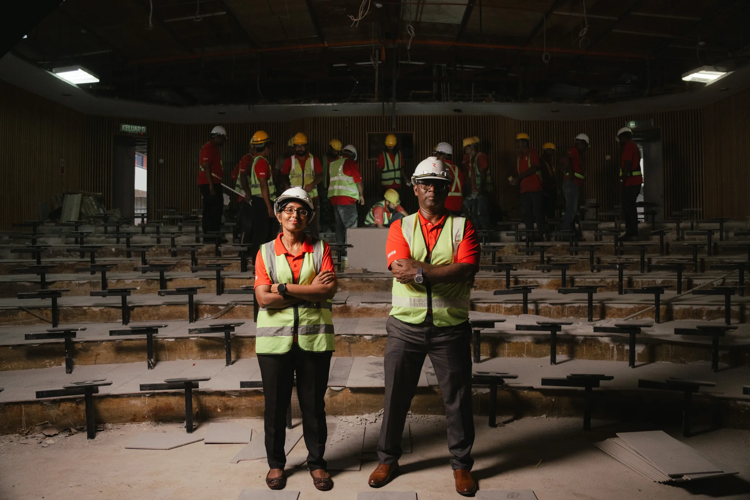 Ravvel Builder Sdn Bhd team inside a construction site